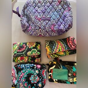 5 pc Vera Bradley set 2 cosmetic bags 3 wallets